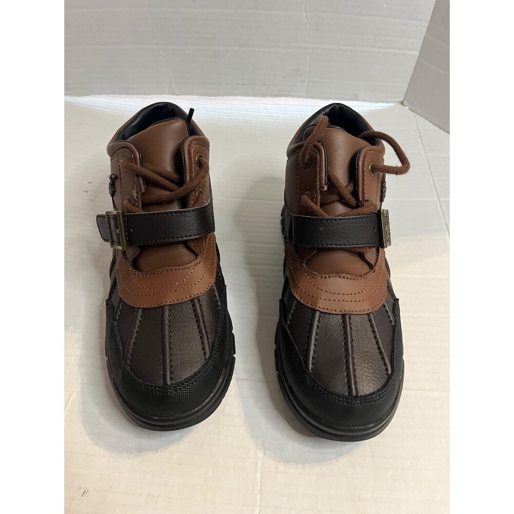 Ralph Lauren Boys 3 Polo Dover Lace-Up buckle Boots  Brown & Black Leather - Picture 8 of 12